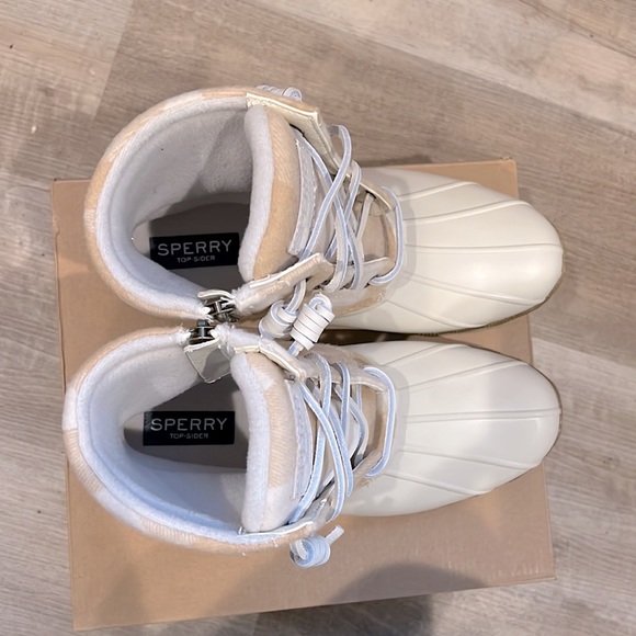 Sperry women’s saltwater Buffalo check duck boot Buffalo plaid wool shaft ivory - Picture 11 of 11